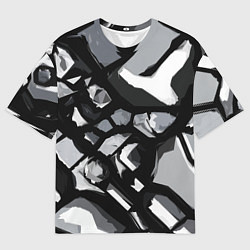 Мужская футболка оверсайз Чёрно-серая абстракция