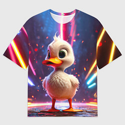 Футболка оверсайз мужская Уточка в неоне, цвет: 3D-принт