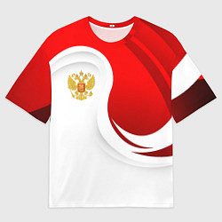 Мужская футболка оверсайз Россия - красный и белый