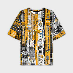 Мужская футболка оверсайз Cyberpunk pattern yellow