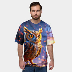 Футболка оверсайз мужская Золотистая сова, цвет: 3D-принт — фото 2