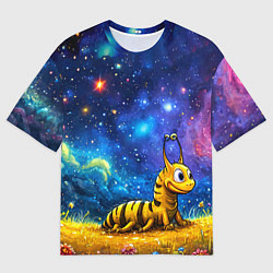 Футболка оверсайз мужская Гусеничка в космосе, цвет: 3D-принт