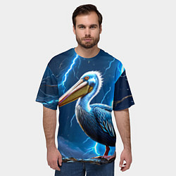 Футболка оверсайз мужская Пеликан и молния, цвет: 3D-принт — фото 2