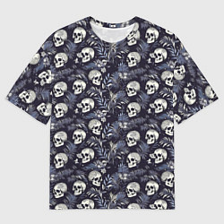 Мужская футболка оверсайз Черепа и ветви пальмы