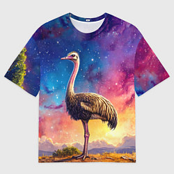 Футболка оверсайз мужская Страус и звездное небо, цвет: 3D-принт