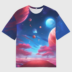 Футболка оверсайз мужская Красный лес, цвет: 3D-принт