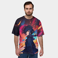 Футболка оверсайз мужская Аниме девушка и ветер, цвет: 3D-принт — фото 2