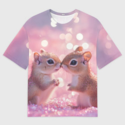 Футболка оверсайз мужская Белочки целуются, цвет: 3D-принт