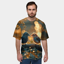 Футболка оверсайз мужская Влюбленные птички, цвет: 3D-принт — фото 2