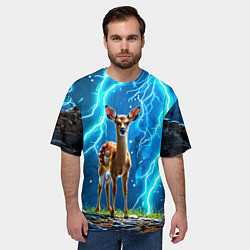 Футболка оверсайз мужская Олененок в разрядах молний, цвет: 3D-принт — фото 2
