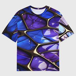 Мужская футболка оверсайз Синие и фиолетовые плиты