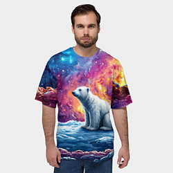 Футболка оверсайз мужская Белый медведь и звездное небо, цвет: 3D-принт — фото 2