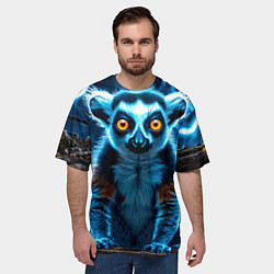 Футболка оверсайз мужская Лемур и удар молнии, цвет: 3D-принт — фото 2