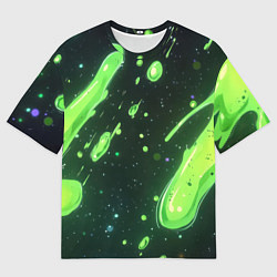 Мужская футболка оверсайз Зеленые кислотные брызги