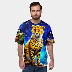 Футболка оверсайз мужская Гепард в звездную ночь, цвет: 3D-принт — фото 2