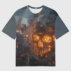 Футболка оверсайз мужская Череп - огонь, цвет: 3D-принт