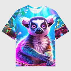Футболка оверсайз мужская Лемур в сказочном лесу, цвет: 3D-принт