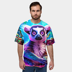 Футболка оверсайз мужская Лемур в сказочном лесу, цвет: 3D-принт — фото 2