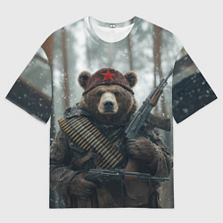 Футболка оверсайз мужская Советский медведь с автоматами, цвет: 3D-принт
