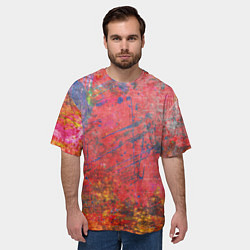 Футболка оверсайз мужская Абстракция - red yellow grunge, цвет: 3D-принт — фото 2