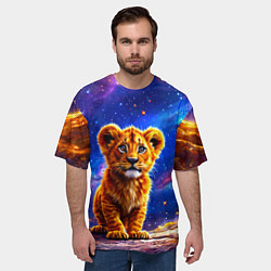 Футболка оверсайз мужская Львенок в звездную ночь, цвет: 3D-принт — фото 2