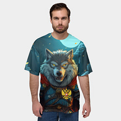 Футболка оверсайз мужская Серый волк с гербом РФ, цвет: 3D-принт — фото 2