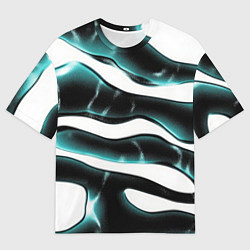 Мужская футболка оверсайз Абстрактный черно-зеленый камуфляж