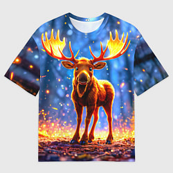 Футболка оверсайз мужская Лосенок в лесу, цвет: 3D-принт