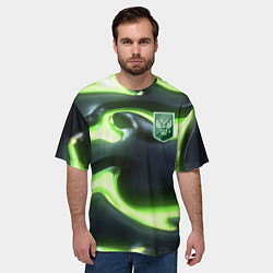 Футболка оверсайз мужская Зеленый неоновый камуфляж, цвет: 3D-принт — фото 2