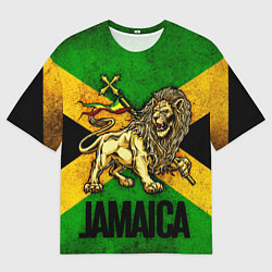 Футболка оверсайз мужская Jamaica lion flag, цвет: 3D-принт