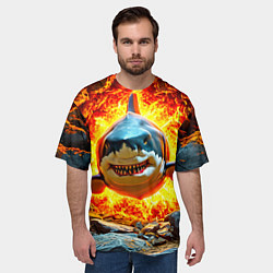 Футболка оверсайз мужская Акула в огне, цвет: 3D-принт — фото 2