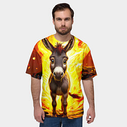 Футболка оверсайз мужская Ослик в огне, цвет: 3D-принт — фото 2