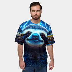 Футболка оверсайз мужская Ленивец в разрядах молний, цвет: 3D-принт — фото 2