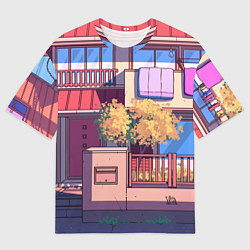 Мужская футболка оверсайз Lo-fi японский стиль улица