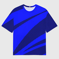 Мужская футболка оверсайз Синий ультрамарин полосы абстракция