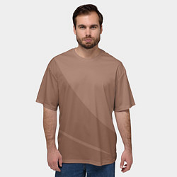 Футболка оверсайз мужская Мокко Мусс однотонный с полосой, цвет: 3D-принт — фото 2