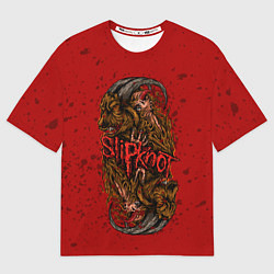 Футболка оверсайз мужская Слипкнот гранж рога, цвет: 3D-принт