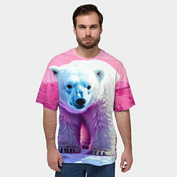 Футболка оверсайз мужская Белый медведь в розовом свете, цвет: 3D-принт — фото 2