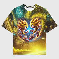 Мужская футболка оверсайз Sonic and Shadow battle in space - movie