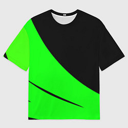 Мужская футболка оверсайз Чёрный с зелёным двуцветный