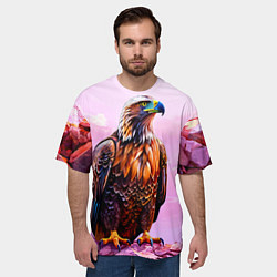 Футболка оверсайз мужская Орел и розовый закат, цвет: 3D-принт — фото 2