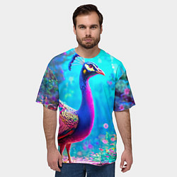 Футболка оверсайз мужская Яркий павлин, цвет: 3D-принт — фото 2