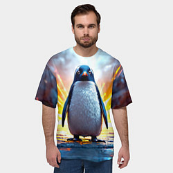 Футболка оверсайз мужская Эпичный пингвин, цвет: 3D-принт — фото 2