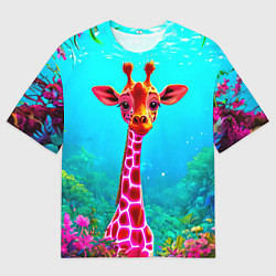 Футболка оверсайз мужская Жираф в сказачном лесу, цвет: 3D-принт
