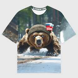 Футболка оверсайз мужская Медведь страж границ, цвет: 3D-принт