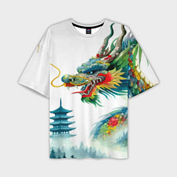 Футболка оверсайз мужская Japanese watercolor dragon - art, цвет: 3D-принт