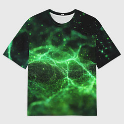 Мужская футболка оверсайз Зеленая связь текстура