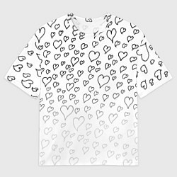 Мужская футболка оверсайз Рисованные сердца