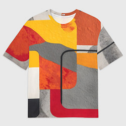 Мужская футболка оверсайз Абстракция с желтым и оранжевым