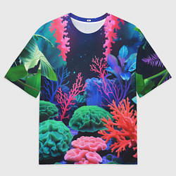 Мужская футболка оверсайз Подводный мир с кораллами